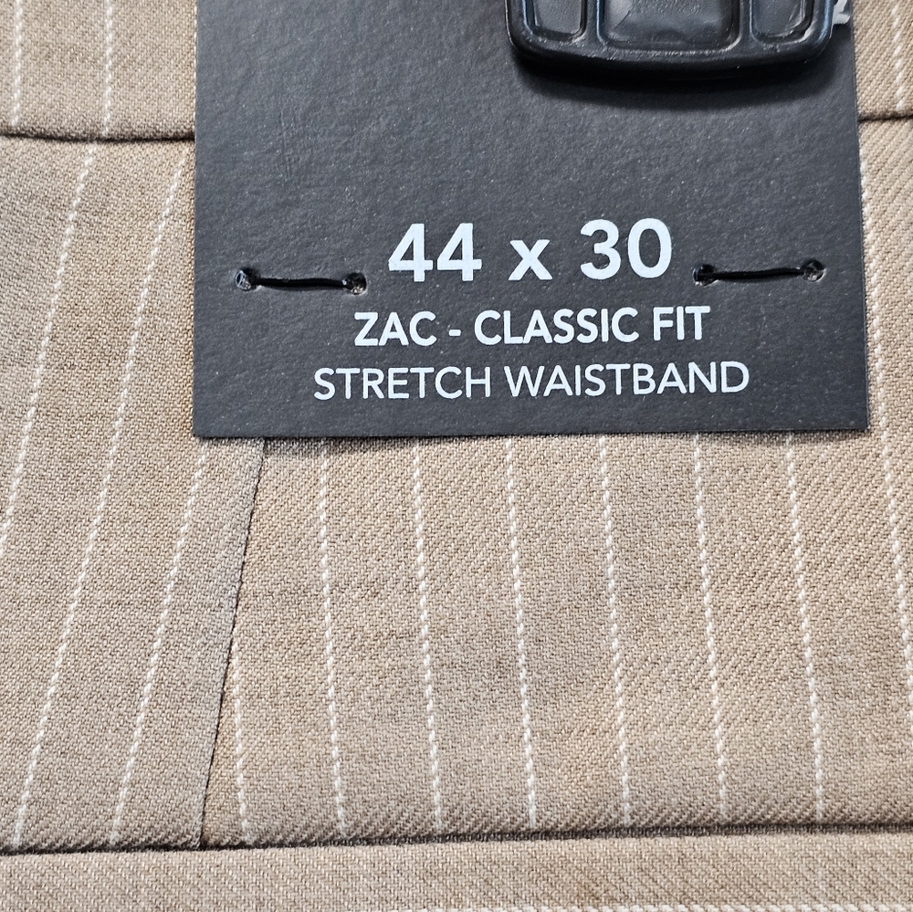 Murano Big & Tall Man Dress Pants Zac Pleated Brown Pinstriped 44x30 - Picture 7 of 13